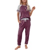 image:imageAUTOMET Womens 2 Piece Pajama Set Summer Lounge Sets Sleepwear with PocketsFuchsia
