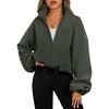 image:imageAUTOMET Womens Fleece Jackets Zip Up Oversized Cropped SweatshirtsArmygreen