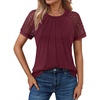 image:imageAUTOMET Womens Lace Short Sleeve Tops Business Casual Outfits Work ShirtsWinered
