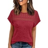 image:imageAUTOMET Womens Lace Short Sleeves Shirts Crochet Summer TopsRed