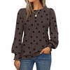 image:imageAUTOMET Womens Long Sleeve Shirts Fall Blouses Tops Business Casual OutfitsCoffee Black Polka Dot