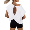 image:imageAUTOMET Womens Open Back Workout Crop Tops 2026 Summer Backless Cute Short Sleeve Athletic Shirts Oversized Gym Yoga Tee