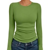 image:imageAUTOMET Womens Ribbed Long Sleeve Shirts Basic Top For Fall Work amp CasualAvocado Green