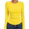 image:imageAUTOMET Womens Ribbed Long Sleeve Shirts Basic Top For Fall Work amp CasualYellow