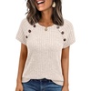 image:imageAUTOMET Womens Short Sleeve Decorative Buttons ShirtsApricot