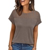 image:imageAUTOMET Womens Short Sleeve Shirts Dressy Business Casual Summer Tops 2026 Lace Spring Blouses Loose Fit Trendy OutfitsCoffe Grey
