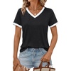 image:imageAUTOMET Womens Short Sleeve TShirts V Neck Summer Tops Comfy Clothes 2026Black