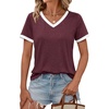 image:imageAUTOMET Womens Short Sleeve TShirts V Neck Summer Tops Comfy Clothes 2026Winered