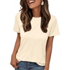 image:imageAUTOMET Womens Short Sleeve Tops Crewneck TShirts Summer Casual ShirtsCream