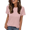 image:imageAUTOMET Womens Short Sleeve Tops Crewneck TShirts Summer Casual ShirtsPink
