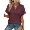 image:imageAUTOMET Womens Spring Tops 2026 Short Sleeve Shirts HenleyBurgundy