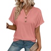 image:imageAUTOMET Womens Spring Tops 2026 Short Sleeve Shirts HenleyCoral