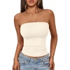 image:imageAUTOMET Womens Strapless Bandeau Tube Tops Stretchy Summer Going Out TankLight Apricot