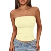 image:imageAUTOMET Womens Strapless Bandeau Tube Tops Stretchy Summer Going Out TankLight Yellow