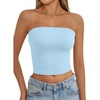 image:imageAUTOMET Womens Strapless Tube Tops Bandeau Crop TopsBabyblue