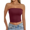 image:imageAUTOMET Womens Strapless Tube Tops Bandeau Crop TopsBurgundy