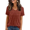 image:imageAUTOMET Womens Summer V Neck Babydoll Tops Short Sleeve ShirtsCaramel