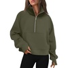 image:imageAUTOMET Womens Sweatshirts Half Zip Fleece Pullover Fall OutfitsArmygreen