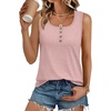 image:imageAUTOMET Womens Tank Tops 2026 Button Summer Sleeveless Henley TeePink