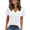 image:imageAUTOMET Womens V Neck Shirts Spring Short Sleeve Summer Tops with PocketsWhite