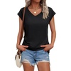 image:imageAUTOMET Womens V Neck T Shirts Cap Sleeve Cap Sleeve Basic TeesBlack