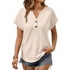 image:imageAUTOMET Womens Waffle Knit Henley Tops for Summer Daily Wear Dressy Casual OfficeApricot