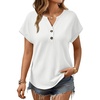 image:imageAUTOMET Womens Waffle Knit Henley Tops for Summer Daily Wear Dressy Casual OfficeWhite