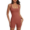 image:imageAUTOMET Womens Workout Romper Flattering Shaping Jumpsuit for Summer 2026Brown