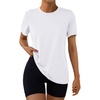 image:imageAUTOMET Womens Workout Shirts Short Sleeve Tops for Running Hiking Gym AthleticWhite