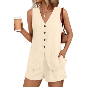 image:imageAUTOMET Summer Sets for Women Two Piece Vacation Outfits Short Set Button Down Business Casual Dressy 2 Piece Clothes 2026Beige