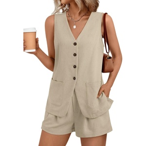 image:imageAUTOMET Summer Sets for Women Two Piece Vacation Outfits Short Set Button Down Business Casual Dressy 2 Piece Clothes 2026Khaki