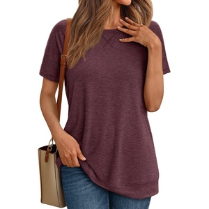 image:imageAUTOMET T Shirts Short Sleeve Crewneck Tees for Women Lightweight Soft Casual Summer Tops Clothes Spring Outfits 2026Wine