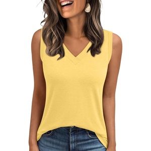 image:imageAUTOMET Tank Top Women Summer 2026 V Neck Sleeveless Tee Cute ShirtsYellow