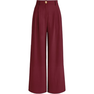 image:imageAUTOMET Women Wide Leg Dress Pants High Waisted Loose Fit Business Casual Work Trousers with Pockets 2026Wine Red