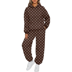image:imageAUTOMET Womens 2 Piece Lounge Sweat Sets Fall Fashion Matching SweatsuitsBrown Polka Dot