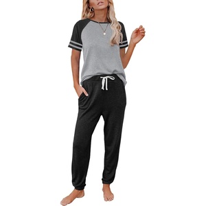 image:imageAUTOMET Womens 2 Piece Pajama Set Summer Lounge Sets Sleepwear with PocketsBlack