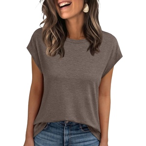 image:imageAUTOMET Womens Cap Sleeve Shirts Summer Soft Business Casual Tops for WorkCoffeegrey
