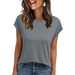 image:imageAUTOMET Womens Cap Sleeve Shirts Summer Soft Business Casual Tops for WorkDarkgrey