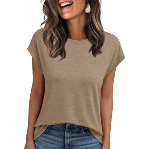 image:imageAUTOMET Womens Cap Sleeve Shirts Summer Soft Business Casual Tops for WorkKhaki