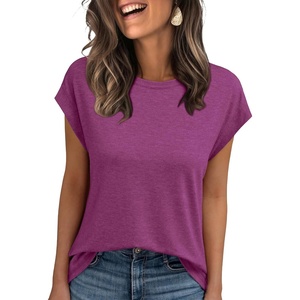 image:imageAUTOMET Womens Cap Sleeve Shirts Summer Soft Business Casual Tops for WorkPurplered