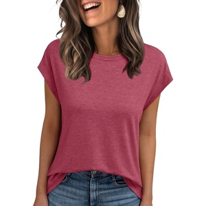 image:imageAUTOMET Womens Cap Sleeve Shirts Summer Soft Business Casual Tops for WorkRed