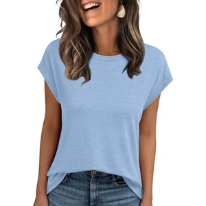 image:imageAUTOMET Womens Cap Sleeve Shirts Summer Soft Business Casual Tops for WorkSkyblue