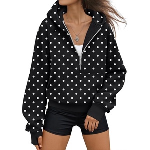 image:imageAUTOMET Womens Hoodies Half Zip Up Casual Comfort Fall Clothes 2026Black Polka Dot