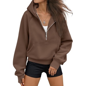 image:imageAUTOMET Womens Hoodies Half Zip Up Casual Comfort Fall Clothes 2026Brown