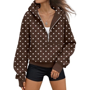 image:imageAUTOMET Womens Hoodies Half Zip Up Casual Comfort Fall Clothes 2026Brown White Spots