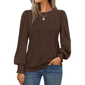 image:imageAUTOMET Womens Long Sleeve Shirts Fall Blouses Tops Business Casual OutfitsBrown