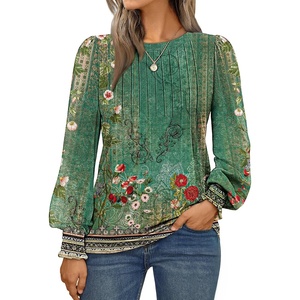 image:imageAUTOMET Womens Long Sleeve Shirts Fall Blouses Tops Business Casual OutfitsFloral Green