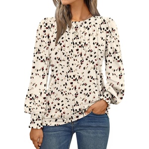 image:imageAUTOMET Womens Long Sleeve Shirts Fall Blouses Tops Business Casual OutfitsLeopard Cream