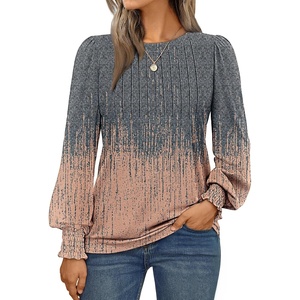 image:imageAUTOMET Womens Long Sleeve Shirts Fall Blouses Tops Business Casual OutfitsOmbre Grey Coral