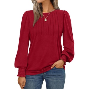 image:imageAUTOMET Womens Long Sleeve Shirts Fall Blouses Tops Business Casual OutfitsRed